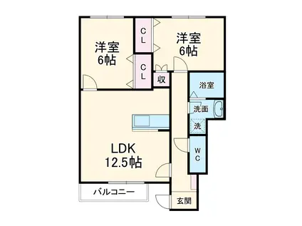 メゾン栄(2LDK/1階)の間取り写真