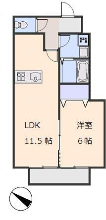 レイクフィカーサ1(1LDK/1階)の間取り写真