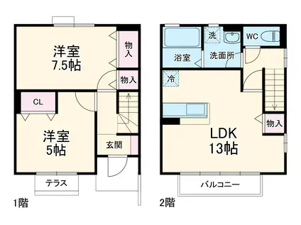 ルミエールⅡ M(2LDK/1階)の間取り写真
