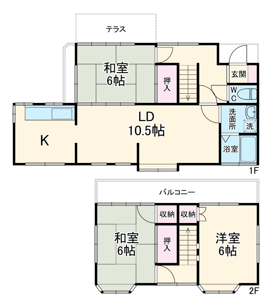 京成電鉄松戸線 鎌ケ谷大仏駅 徒歩7分 2階建 築53年(3LDK)の間取り写真