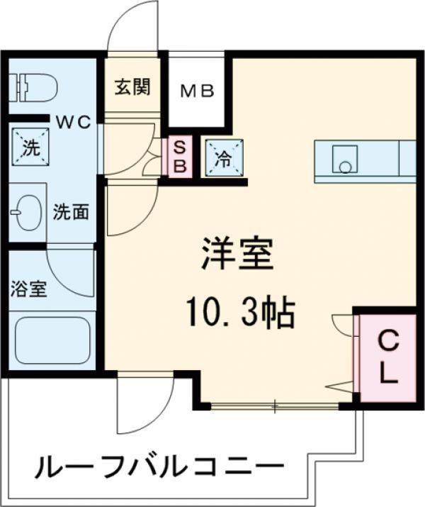 プレール・ドゥーク高井戸(ワンルーム/5階)の間取り写真