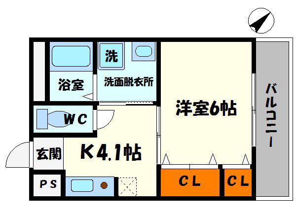 アクシス(1K/3階)の間取り写真
