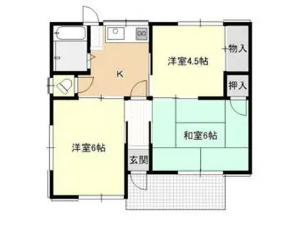 四日市あすなろう 追分駅(三重) 徒歩3分 1階建 築55年(3K)の間取り写真