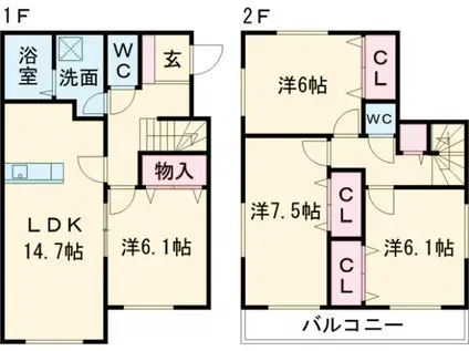 宇都宮芳賀ライト線 宇都宮駅東口駅 徒歩10分 2階建 築13年(4LDK)の間取り写真