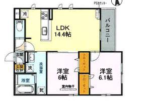D-RESIDENCE石橋(2LDK/3階)の間取り写真