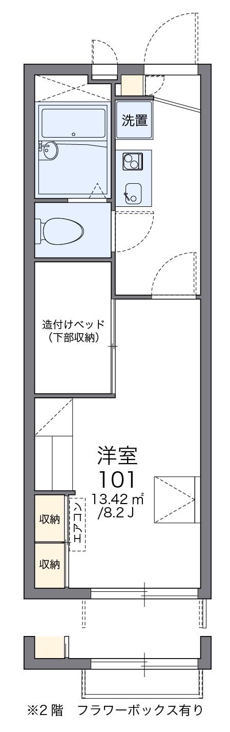 レオパレス富士見(1K/1階)の間取り写真