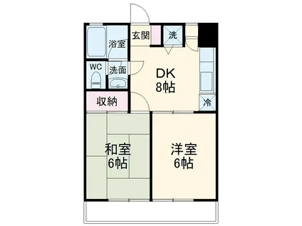 ビューハイムFUJI(2DK/1階)の間取り写真