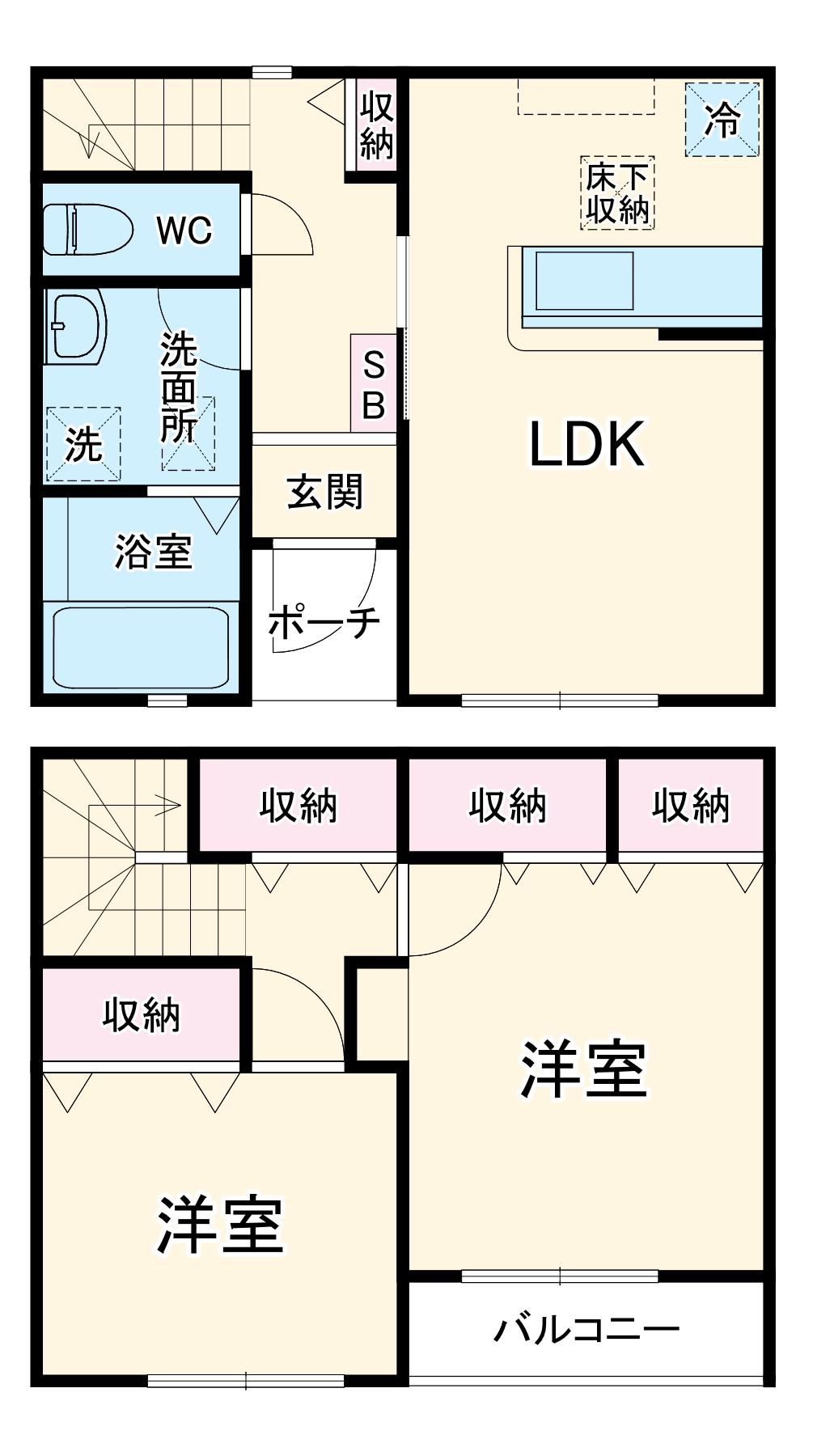 リーブルファイン西町2号棟(2LDK)の間取り写真