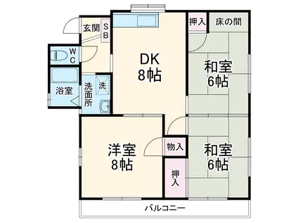 リバーシティ杉森A(3DK/2階)の間取り写真