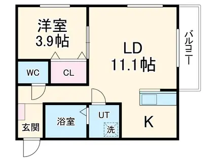 GRIN AT 道徳(1LDK/3階)の間取り写真