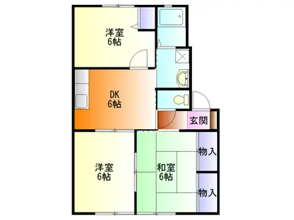 オーシャンヒルズB(3DK/1階)の間取り写真