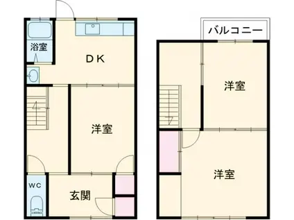 京都丹後鉄道宮福線 宮津駅 徒歩13分 2階建 築54年(3DK)の間取り写真