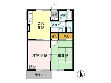 リヴェールキャッスルC(2DK/1階)の間取り写真