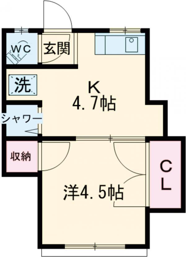 第一越後荘(1K/2階)の間取り写真