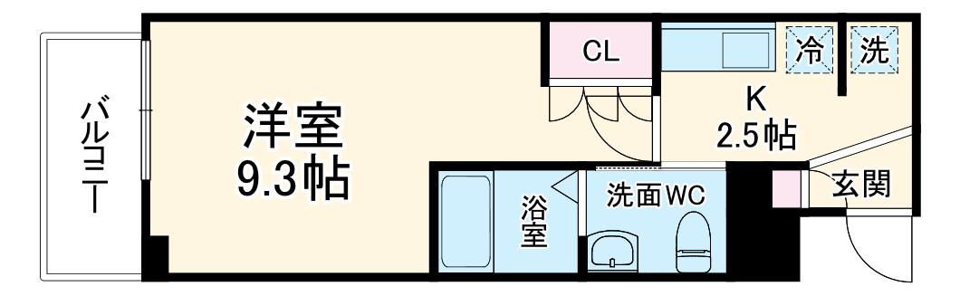 イーストサイドレジデンス(1K/2階)の間取り写真