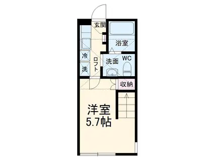 THE FLAT 淵野辺(1K/1階)の間取り写真