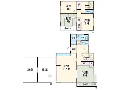京成電鉄本線 八千代台駅 徒歩9分 3階建 築45年(4LDK)の間取り写真