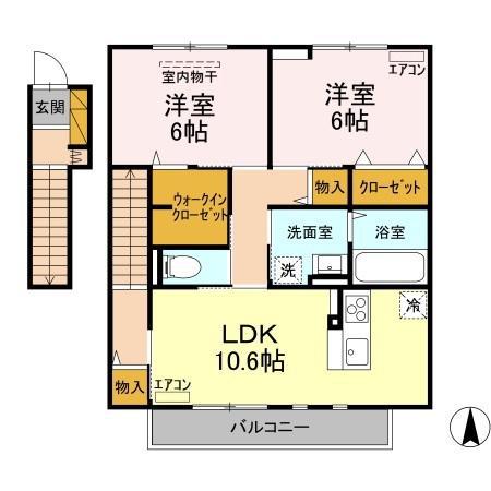 THE PARK FRONT(2LDK/2階)の間取り写真