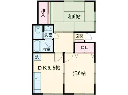 シャンテマール(2DK/2階)の間取り写真