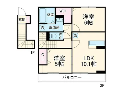 エクセル新治(2LDK/2階)の間取り写真