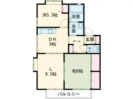 ハーモニー今泉(3DK/1階)の間取り写真