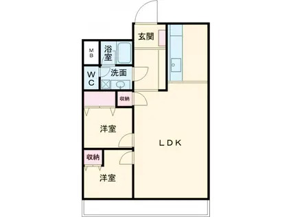 取手中央ハイツ(2LDK/4階)の間取り写真