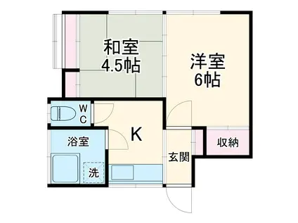 北総鉄道 矢切駅 徒歩9分 2階建 築62年(2K)の間取り写真