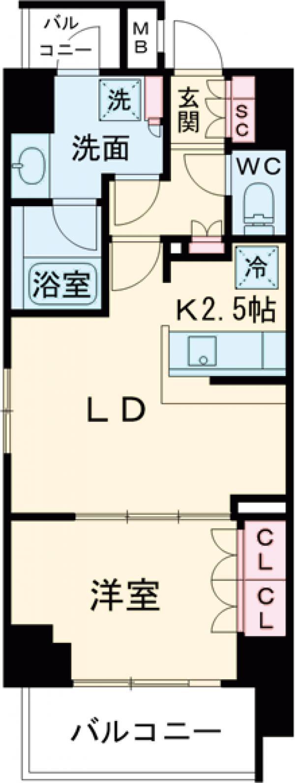 デュオステージ王子Ⅱ(1LDK/1階)の間取り写真