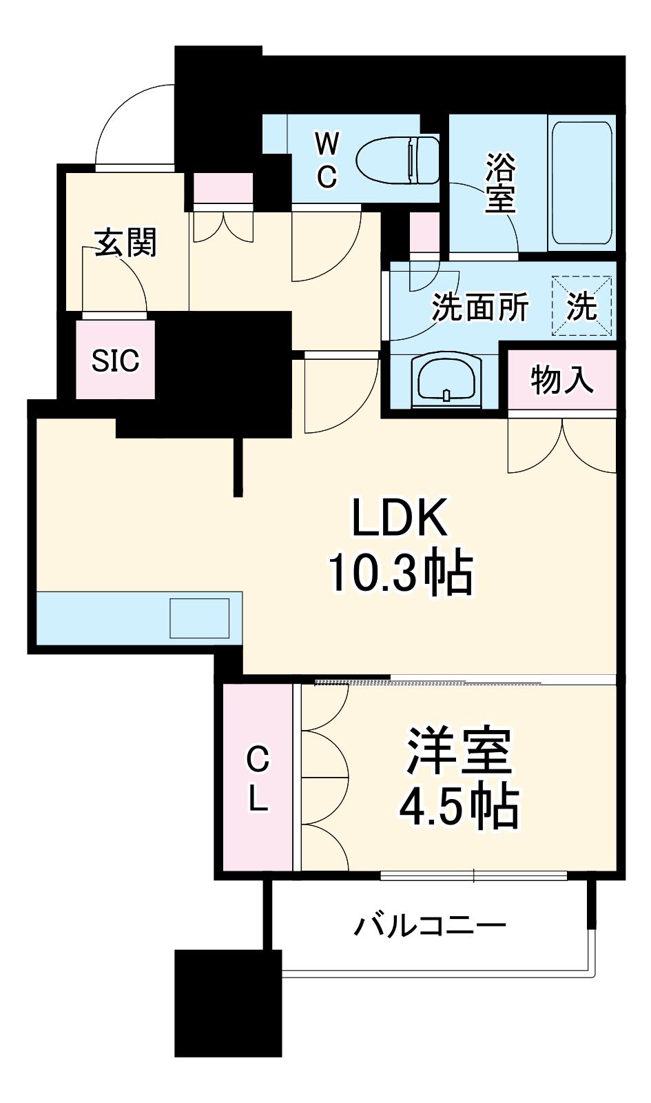 プレミストタワー靱本町(1LDK/30階)の間取り写真