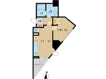 KDXレジデンス千駄木(1DK/8階)の間取り写真