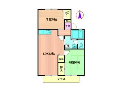 センターコートⅠ(2LDK/1階)の間取り写真