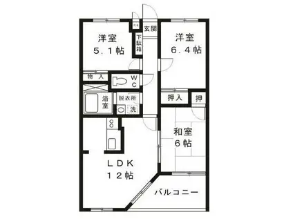 ブルーピア石井(3LDK/2階)の間取り写真