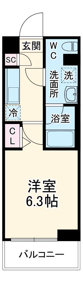 SHOKEN RESIDENCE 川崎(1K/2階)の間取り写真
