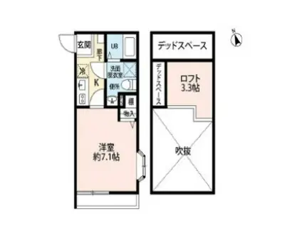 アムールジョリコリーヌ(1K/2階)の間取り写真