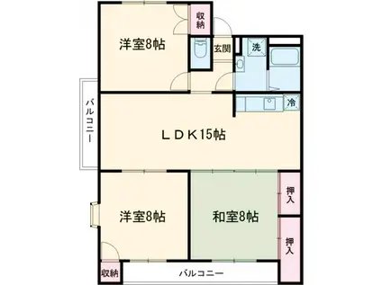 エフハウスⅡ(3LDK/2階)の間取り写真