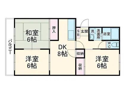 サンセゾン豊隆(3DK/1階)の間取り写真