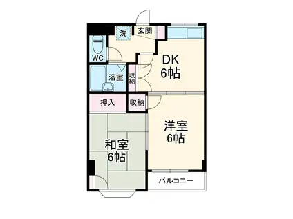 やまわハイツ(2LDK/2階)の間取り写真