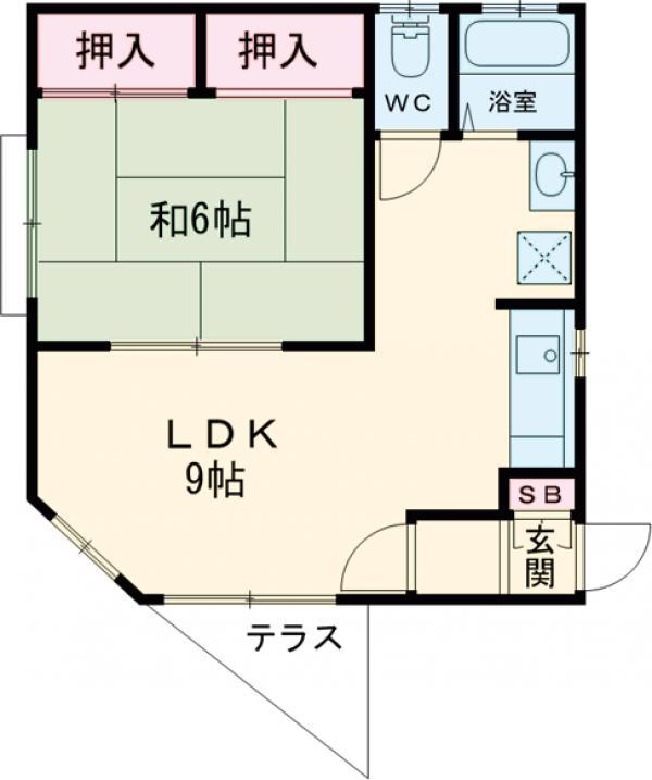 第2はつみ荘(1LDK/1階)の間取り写真