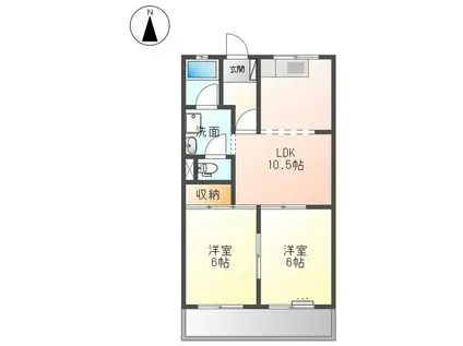 フラワーポリス咲Ⅱ(2LDK/2階)の間取り写真