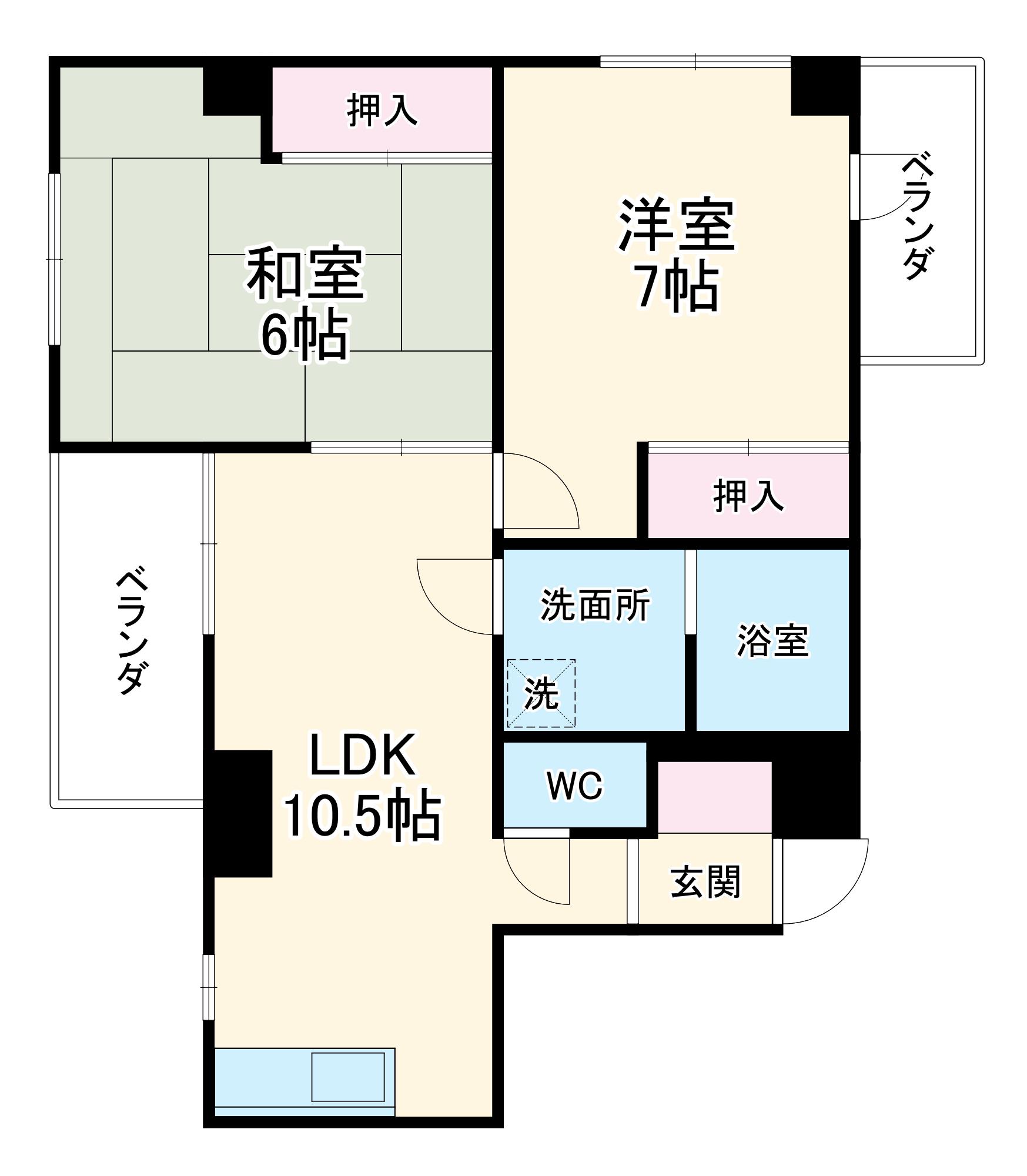 サンアド・テシガワラ(2LDK/4階)の間取り写真