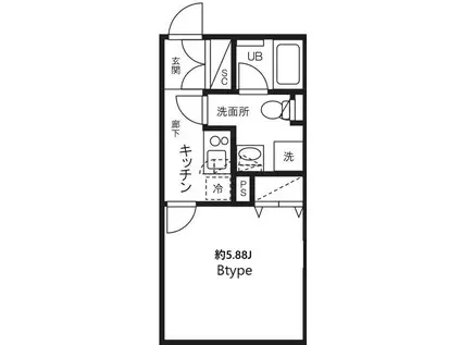 ルーデンス常盤台Ⅲ(1K/2階)の間取り写真