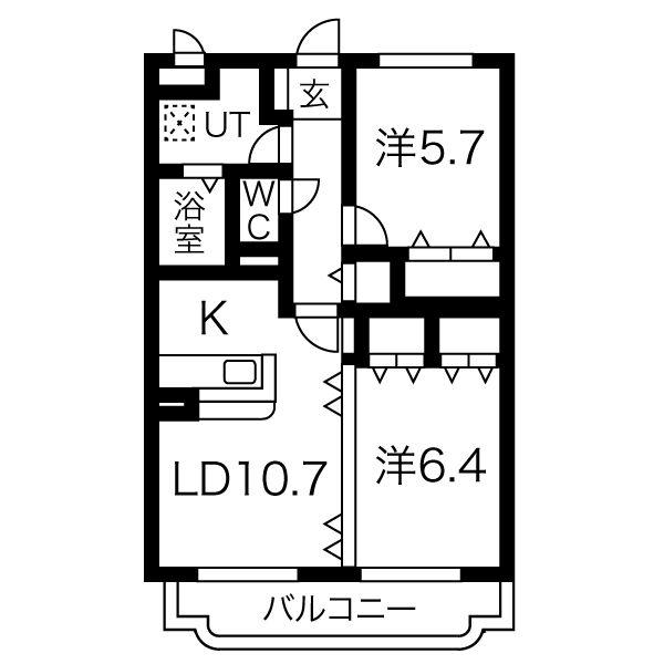 グリーンステージⅠ(2LDK/2階)の間取り写真
