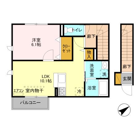 ヴィラたちばな(1LDK/2階)の間取り写真