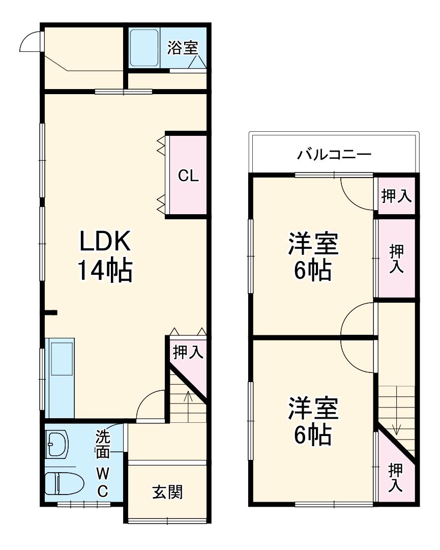 フォレストヒルズ守口連棟貸家(2LDK)の間取り写真