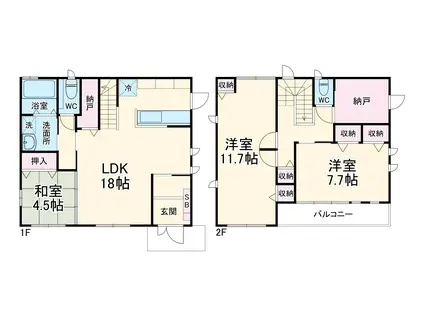 伊勢鉄道 鈴鹿サーキット稲生駅 徒歩16分 2階建 築15年(3LDK)の間取り写真