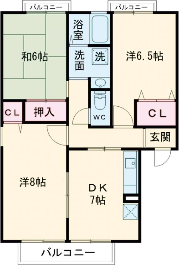 ヴィレッジ海印(3DK/1階)の間取り写真