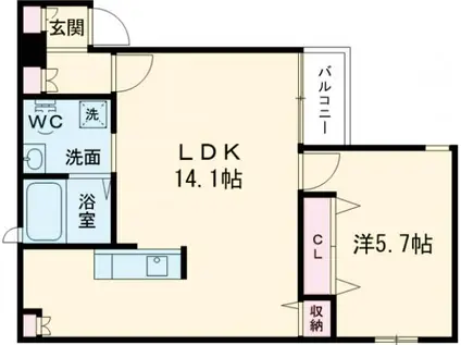 S.FLATⅢ(1LDK/2階)の間取り写真