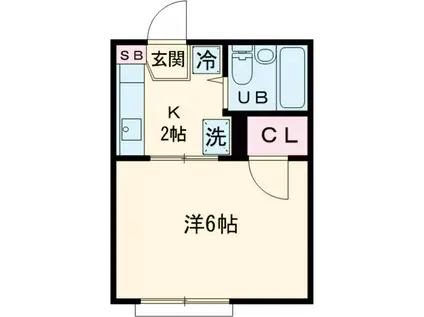 グリーンハイツ2(1K/1階)の間取り写真