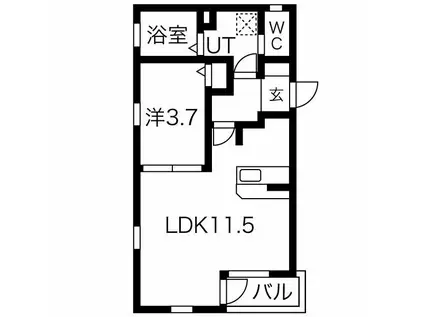 クラージュ本陣(1LDK/2階)の間取り写真