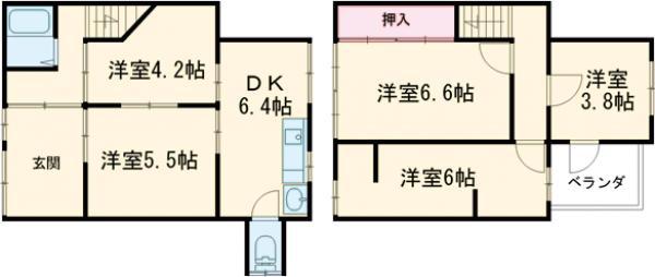 西ノ京御輿岡町貸家(5DK)の間取り写真